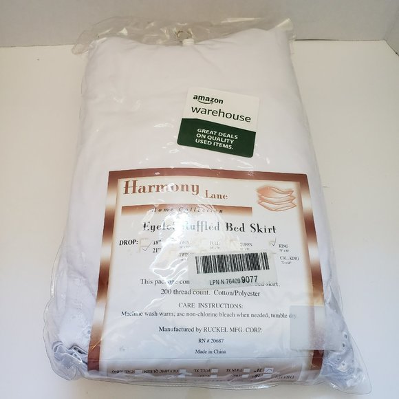 Harmony Lane White Eyelet King Bed Skirt - Picture 2 of 4